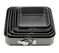 MOUYAT Cake Tin Set, 6 PCS Springform Square Cheesecake Pan Tray with Removable Bottoms, Non-Stick Metal Cake Mould for Cakes and Cheesecake, 18/20/22/24/26/28 CM