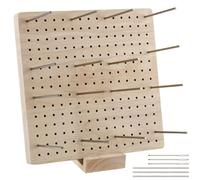 MOUYAT Crochet Blocking Board and Pins, 9 Inch Blocking Board for Crochet with 20 Stainless Steel Pins and 5 Stitching Needles, Square Wooden Blocking Board for Crochet and Knitting Projects