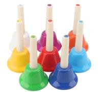 MOUYAT Hand Bells Set, 8 Colourful Metal Bells with Plastic Handles for Learning, Celebrations, and Family Fun, Ideal for Musicians, Performers, and Sound Enthusiasts