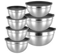 MOUYAT Mixing Bowl Set of 7, Stainless Steel Salad Bowls with Lids, Metal Mixing Bowls for Baking, Salad, Serving, and Storing, 0.75L, 1L, 1.5L, 2L, 2.5L, 4.5L, 7L