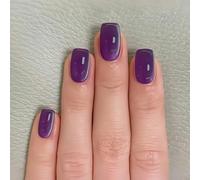 MouyouGlow Short False Nails, Square Monocolour Cat Eye Purple Magnetic Cat's Eyes Press on Nails with Glue, Eckig Purple Phototherapy Christmas Fake Nails