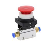 MOV-03APPL 1/8 Inch PT Thread Three Way Two Position Red Mushroomhead Pneumatic Valve W Fittings 1Pcs(10MM)