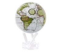 MOVA Globe Antique Terrestrial White 4.5" with Base, Solar Powered Rotating Globe No Need of Battery or Chord, Unique Gift and Decoration