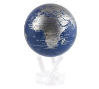 MOVA Globe Blue and Silver 4.5" with Base, Solar Powered Rotating Globe No Need of Battery or Chord, Unique Gift and Decoration