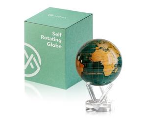 MOVA Globe - Emerald Green and Gold Classic (4.5") | Solar-Powered Motion | No Batteries | Gift for Desk, Home, or Office
