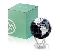 MOVA Globe - Jet Black and Silver Prestige (8.5") | Solar-Powered Rotating Desk Globe with Minimalist Map Design | No Batteries or Cords | Modern Decor Gift