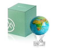 MOVA Globe - Ocean Blue Relief Classic (4.5") | Solar-Powered Rotating World Globe with Terrain Detail | No Batteries or Cords | Elegant Desk Décor or Educational Gift