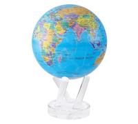 MOVA Globe Political Map Blue 4.5" with Base, Solar Powered Rotating Globe No Need of Battery or Chord, Unique Gift and Decoration
