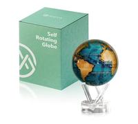 MOVA Self Rotating Globe, Cerulean Blue and Gold Classic (4.5") | solar powered rotating globe, no batteries or cords, gift for geography lovers, premium kinetic display, office desk decor