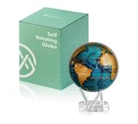 MOVA Self Rotating Globe, Cerulean Blue and Gold Prestige (8.5") | solar powered rotating globe, no batteries or cords, gift for geography lovers, premium kinetic display, office desk decor