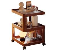 Movable 3Tier Coffee Table with Acrylic Top Rolling Storage Side Table on Wheels Ideal for Living Rooms Bedrooms Balconies and Study Rooms (40x40x56cm)