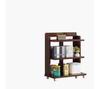Movable 6-Tier Bamboo Bookshelf with Wheels, Adjustable Open Storage Shelf & Display Rack, Anti-Drop Fence for Office Living Room Furniture
