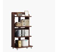 Movable 6-Tier Bamboo Bookshelf with Wheels, Adjustable Open Storage Shelf & Display Rack, Anti-Drop Fence for Office Living Room Furniture