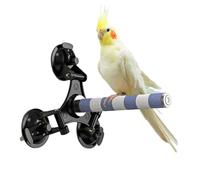 Movable Bird Stand For Window - Parrot Perch Stand With 3 Suction Cups | Resting & Play Stand For Medium Parrots, Parakeets, Cockatiels, Budgies & Lovebirds | Bird Cage & Window Perch Toy
