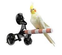 Movable Bird Stand - Parrot Perch Toy, Window Resting Supplies with Three Powerful Suction Cups, Avian Shower Platforms, Windowpane Grooming Post, Transparent Glass Pedestal for Parakeets Cockatiels