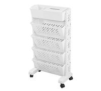 Movable Bookshelf Cart, Mobile Desk Folder File Storage Organizer with with Wheels, Slim Rolling Utility Cart Book Display Rack Storage Trolley Plastic Bookcase for Office Home