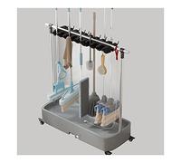 Movable Commercial Mop Rack,Broom Holder,Cleaning Tool Cart, Housekeeping Cleaning Supplies Organizer,Garden Garage Storage Rack,Wet Mop Drain Rack with Wheels,
