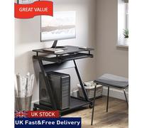 Portland Single Shelf Movable Computer Desk with Sliding Keyboard Tray Black - Size: 73 x 48 x 60cm - Wilko