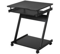 Movable Computer Desk with 4 Moving Wheels Sliding Keyboard Tray Black