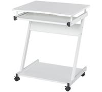 Movable Computer Desk with 4 Moving Wheels Sliding Keyboard Tray Home Office Workstation White
