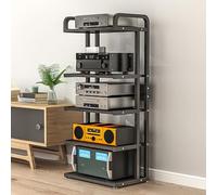 Movable Corner Storage Shelf with Universal Wheels3/4/5 Tier FloorStanding Audio Rack for High Amplifiers & GamingVersatile AudioVideo Shelving (Black 50x40 cm)