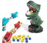 Movable Dinosaur Shooting Toys for Kids, Electronic Target Game Toy with Spraying, Pump Guns, Foam Balls, Score Record, Sound, Party Favor Toys for Boys Girls (2 Air Pump Guns, 24 Foam Balls)