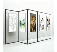 Movable Display Stands for Art Exhibits Wedding Signage Rolling Easel with Wheels Metal Advertising Rack Foldable Display Panel (5pcs39.4"x78.7")