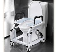 Movable Electric Toilet Lifter Chair with Anti-Slip Double Armrests and 360° Universal Wheels with Brakes，Toilet Seat Riser Frame for Elderly