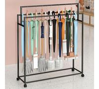 Movable Floor Mounted Broom & Mop Holder Metal Cleaning Tool Cart Versatile Storage Orga for rden Tools Umbrella Rack Purse & Scarf Display Stand - Ideal for Factories & Hotels