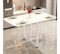 Movable Folding Dining Table, Extendable Metal Frame Folding Kitchen Table Ultra Thin Folding Dining Table, with Anti-Fall Support for Work,005,120cm