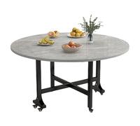 Movable Folding Dining Table, Manufactured Foldable Dining Table With Wheel, Multifunctional Saving Extendable Table, Round Drop-Leaf Dining Table, For Small Space Kitchen Bedroom Room ( Color : Light