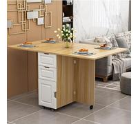 Movable Folding Dining Table, Modern Extendable Kitchen Table with Lockable Wheel, 3 Storage Drawers, Wooden Drop Leaf Table for Small Spaces Apartment Kitche Living Room, 120cm