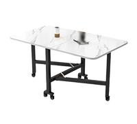 Movable Folding Dining Table, Space Saving Extendable Folding Dinner Table With 6 Wheels, Foldable Kitchen Table, Multifunction Table Drop Leaf Dining Table, For Kitchen, Small Spaces, Livin LWX