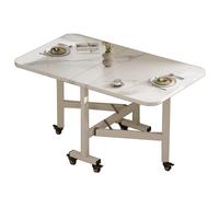 Movable Folding Dining Table With Wheels, Manufactured Wood Foldable Dining Table, Rectangle Drop Kitchen Folding Table, Multifunctional Extendable Table, For Apartment Kitchen Dining Room ( LWX