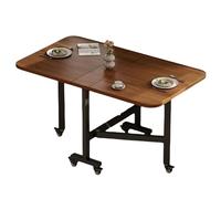 Movable Folding Dining Table With Wheels, Manufactured Wood Foldable Dining Table, Rectangle Drop Kitchen Folding Table, Multifunctional Extendable Table, For Apartment Kitchen Dining Room ( LWX