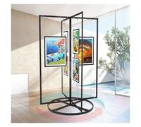 Movable Folding Display Rack for Painting Exhibition, Freestanding Metal Advertising Shelf, Multi-fold Poster Stand for Art Gallery, Booth (8 Pack)