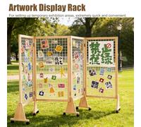 Movable Folding Display Rack for Painting Exhibition, Heavy-Duty Freestanding Wire Rack for Advertising, Wooden Frame Poster Stand 1 2 3 4 Packs(2 pcs)