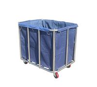 Movable Hand Truck Serving Cart for Household & Hotel Use Silent Rolling Laundry Sorter with Bags Cleaning Trolley Recycling Service Car - Blue 91x65x81cm
