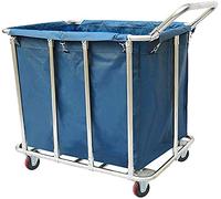 Movable Hand Truck Serving Cart - Hotel Room Laundry Sorter Storage Trolley with Wheels & Handle nizer with Bag Brown 90x65x85cm Ideal for Home & Commercial Use
