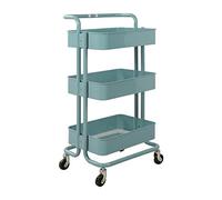 Movable Hand Trucks with Armrests 3 Tier Carbon Steel Beauty Trolley Drainable Kitchen Storage Shelf Versatile Red Service Cart for Home & Professional Use 87x45 cm