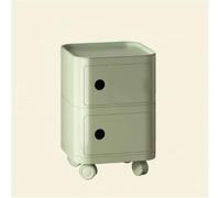 Movable Light Green Square Nightstand 2Tier Plastic Side Table with Universal Wheels Multifunctional for Bathroom Office Living RoomStylish & Versatile Storage Solution