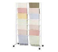 Movable Metal Scarf Holder Display Stand with Wheels - Floor-Standing Organizer for Scarves, Blankets, Headcloths, and Pants - Ideal for Clothing Stores and Homes