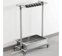 Movable Mop Broom Holder Cleaning Tool Rack, Floor Standing Utility Rack Tool Organizer with Stainless Steel Mop Sink, Cleaning Supplies Organizer Stand, Housekeeping cart Mop Hanger