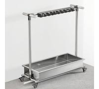 Movable Mop Broom Holder Cleaning Tool Rack, Floor Standing Utility Rack Tool Organizer with Stainless Steel Mop Sink, Cleaning Supplies Organizer Stand, Housekeeping cart Mop Hanger