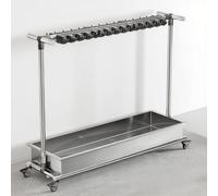 Movable Mop Broom Holder Cleaning Tool Rack, Floor Standing Utility Rack Tool Organizer with Stainless Steel Mop Sink, Cleaning Supplies Organizer Stand, Housekeeping cart Mop Hanger