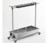 Movable Mop Broom Holder Cleaning Tool Rack, Floor Standing Utility Rack Tool Organizer with Stainless Steel Mop Sink, Cleaning Supplies Organizer Stand, Housekeeping cart Mop Hanger
