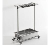 Movable Mop Broom Holder Cleaning Tool Rack, Floor Standing Utility Rack Tool Organizer with Stainless Steel Mop Sink, Cleaning Supplies Organizer Stand, Housekeeping cart Mop Hanger