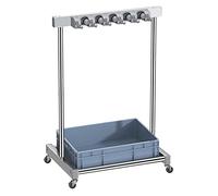 Movable Mop Broom Holder Put Wet mops Floor Standing Cleaning Tool Rack Stainless, for Schools Hospitals Factories Hotels Restaurant (Size : Grey Water Basin)