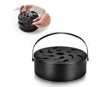 Movable Mosquito Coil Holder, Metal Coils for Incense, Round Hollow Metal Mosquito Spiral Container, Coil Box, Aromatherapy, Incense Stick Mosquitoes (Black #2)