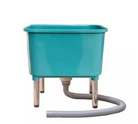 Movable Plastic Floor Mop Sink with Large Drain Spout for Laundry Kitchen Backyard - Durable Easy-Clean Service Basin